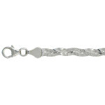Collier en argent tresse avec 1 brin diamant - longueur 45cm