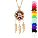 Collier bola diffuseur de parfum attrape rve et fleur pvd jaune - rglable 60  100cm