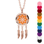 Collier diffuseur de parfum attrape rve et rosace pvd rose - rglable 45  65cm