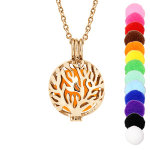 Collier senteur et bola acier et pvd dor� boule arbre de vie 13 mousses interchangeables couleurs assorties ...