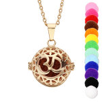 Collier bola diffuseur de parfum boule � motifs pvd jaune r�glable 60 � 100cm
