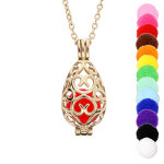 Collier bola diffuseur de parfum forme goutte dentel�e pvd jaune - r�glable 60 � 100cm