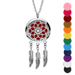 Collier diffuseur de parfum grand attrape rve et rosace - rglable 45  65cm