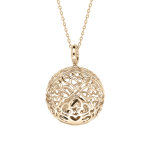 Collier bola de grossesse avec chaîne en argent et boule dorure jaune 20mm coeurs ajourés 90 + 10cm Collier bola de grossesse avec chaîne en argent et boule dorure jaune 20mm coeurs ajourés 90 + 10cm