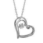 Collier dancing stone en argent rhodi� cha�ne avec pendentif coeur - longueur 41, 5cm + 3cm de rallonge ...
