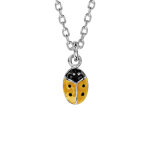 Collier enfant en argent chane avec pendentif coccinelle jaune et point noir 36 + 2cm
