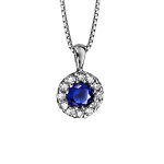 Collier avec pendentif en argent rhodi� collection joaillerie 1 gros oxyde bleu au centre avec contour ...