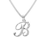 Collier avec pendentif en argent rhodi� initiale b majuscule avec oxydes blancs sertis longueur 42cm ...