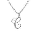 Collier avec pendentif en argent rhodi� initiale c majuscule avec oxydes blancs sertis longueur 42cm ...