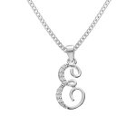 Collier avec pendentif en argent rhodi� initiale e majuscule avec oxydes blancs sertis longueur 42cm ...