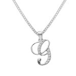 Collier avec pendentif en argent rhodi� initiale g majuscule avec oxydes blancs sertis longueur 42cm ...