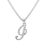 Collier avec pendentif en argent rhodi� initiale i majuscule avec oxydes blancs sertis longueur 42cm ...