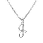 Collier avec pendentif en argent rhodi� initiale j majuscule avec oxydes blancs sertis longueur 42cm ...
