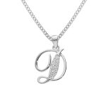 Collier avec pendentif en argent rhodi� initiale d majuscule avec oxydes blancs sertis longueur 42cm ...