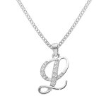 Collier avec pendentif en argent rhodi� initiale l majuscule avec oxydes blancs sertis longueur 42cm ...