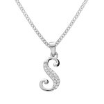 Collier avec pendentif en argent rhodi� initiale s majuscule avec oxydes blancs sertis longueur 42cm ...