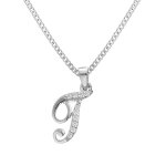 Collier avec pendentif en argent rhodi� initiale t majuscule avec oxydes blancs sertis longueur 42cm ...