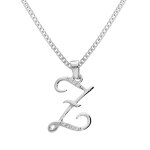 Collier avec pendentif en argent rhodi� initiale z majuscule avec oxydes blancs sertis longueur 42cm ...
