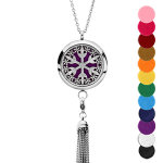 Collier avec pendentif diffuseur de parfum flocon de neige et pompon - rglable 45  65cm