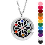 Collier avec pendentif diffuseur de parfum mdaillon fleur de vie 7 chakras - rglable 45  65cm