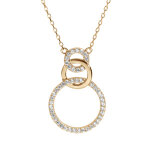 Collier en plaqu� or avec 3 anneaux avec oxydes blancs sertis et 1 lisse 40 + 5cm