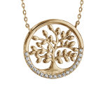 Collier plaqu or arbre de vie oxydes blancs sertis - longueur 40 + 5cm