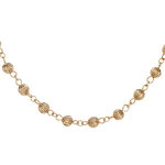 Collier en plaqu or avec boules stries 40 + 5cm