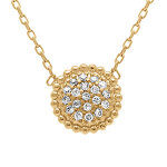 Collier en plaqu� or cercle boules pav� d'oxydes blancs - 38 + 4cm