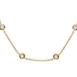 Collier en plaqu� or cha�ne avec 6 oxydes blancs serties clos - longueur 38cm + 4cm de rallonge