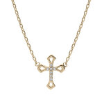 Collier en plaqu� or cha�ne avec croix et oxydes blancs sertis 38 + 4cm