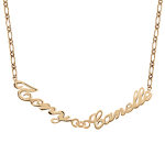 Collier en plaqu or chane mailles 1 + 1 largeur 2mm avec dcoupe anglaise 2 prnoms - longueur 40cm ...