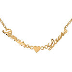 Collier en plaqu or chane mailles 1 + 1 largeur 2mm avec dcoupe anglaise 2 prnoms spars par un ...