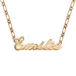 Collier en plaqu or chane mailles 1 + 1 largeur 2mm avec dcoupe anglaise 1 prnom - longueur 40cm ...