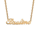 Collier en plaqu or chane maille forat avec dcoupe anglaise 1 prnom - longueur 40cm + 3cm de rallonge ...