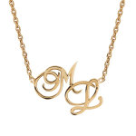 Collier en plaqu or chane maille forat avec dcoupe anglaise 2 initiales stylises - longueur 40cm ...