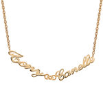 Collier en plaqu or chane maille forat avec dcoupe anglaise 2 prnoms - longueur 40cm + 3cm de rallonge ...