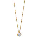Collier en plaqué or chaîne maille vénitienne avec pendentif oxyde rond blanc serti clos - longueur 45cm ... Collier en plaqué or chaîne maille vénitienne avec pendentif oxyde rond blanc serti clos - longueur 45cm ...