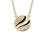Collier en plaqué or chaîne avec médaille d'oxydes et noir et blanc 42cm Collier en plaqué or chaîne avec médaille d'oxydes et noir et blanc 42cm