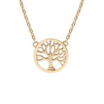 Collier en plaqu or chane avec pastille arbre de vie 40 + 5cm