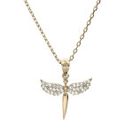 Collier en plaqu or chane avec penden pe et aile d'ange 40 + 5cm