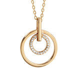 Collier en plaqu or chane avec pendentif 1 anneau lisse et 1 anneau orn d'oxydes blancs  l'intrieur ...