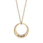 Collier en plaqu or chane avec pendentif 1 anneau prnom  graver - longueur 40cm + 5cm de rallonge ...