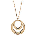 Collier en plaqu or chane avec pendentif 2 anneaux prnom  graver - longueur 40cm + 5cm de rallonge ...