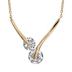 Collier en plaqu or chane avec pendentif 2 baguettes lisses avec 1 oxyde rond blanc  chaque extrmit ...