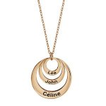 Collier en plaqu or chane avec pendentif 3 anneaux prnoms  graver - longueur 40cm + 5cm de rallonge ...