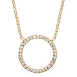 Collier en plaqu or chane avec pendentif anneau orn d'oxydes blancs - longueur 36cm + 5cm de rallonge ...