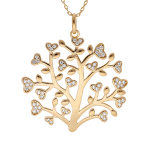 Collier en plaqu or chane avec pendentif arbre de vie 30mm et coeurs d'oxydes blancs sertis 42 + 3cm ...