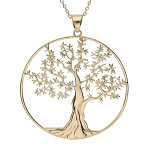 Collier en plaqu or chane avec pendentif arbre de vie 44 + 5cm