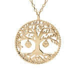 Collier en plaqu or chane avec pendentif arbre de vie et pampilles 2 coeurs dor (couple famille) 44cm ...