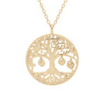 Collier en plaqu or chane avec pendentif arbre de vie et pampilles 3 coeurs dor (couple famille) 44cm ...